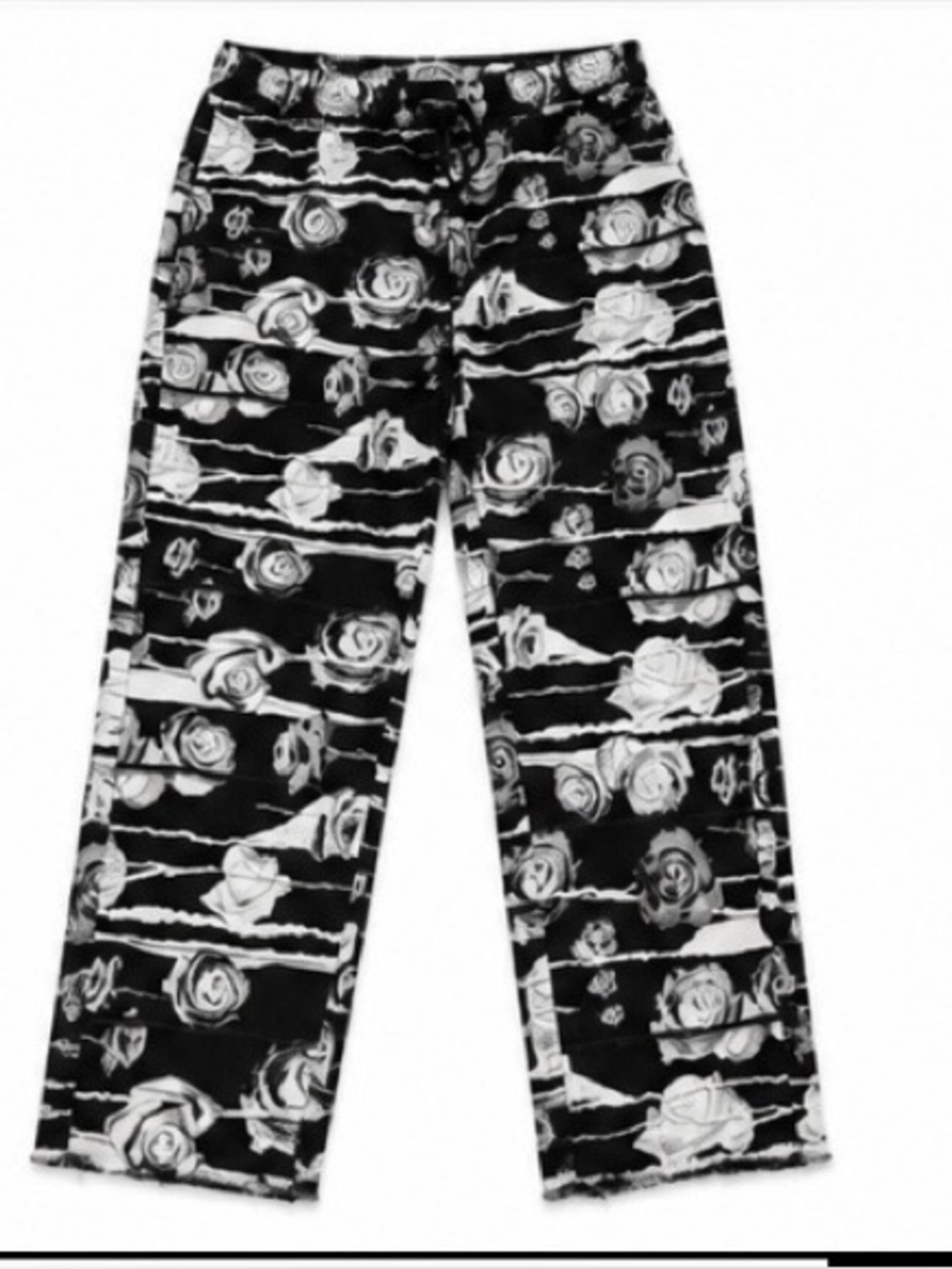 Fresh prints of Bel Air Black and White Rose-Print Joggers